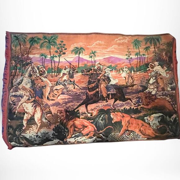 Rare Vintage 70s Turkish Velvet Tapestry Rug - Mint Vintage Condition - 7'x5' - Picture 2 of 4